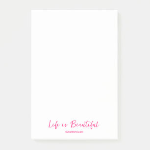 Life is Beautiful Pink Blog Brand Website Post-it Notes