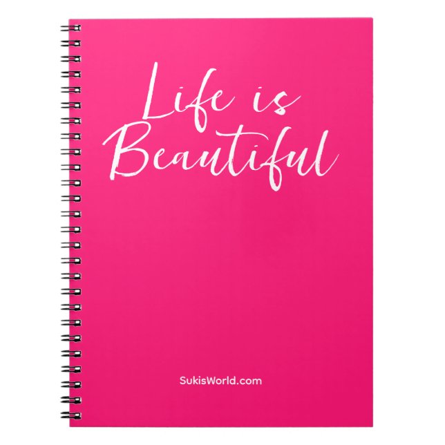 Life Is Beautiful | Pink Business Name Blog Brand Notebook (Front)