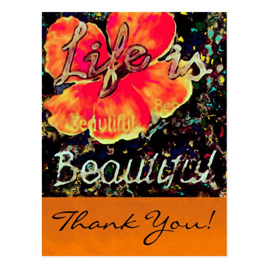 Life is Beautiful ~ Postcard Thank You Abstract