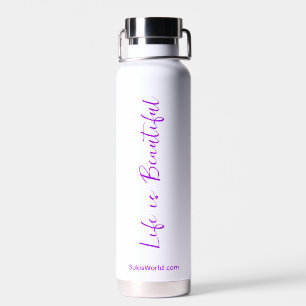 Life is Beautiful Purple Business Blog Brand Water Bottle