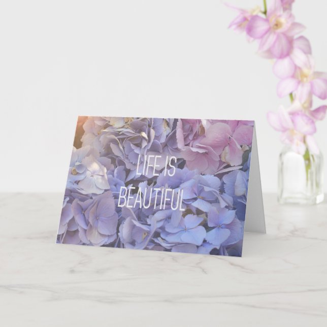 Life Is Beautiful | Purple Hydrangea Greeting Card (Orchid)