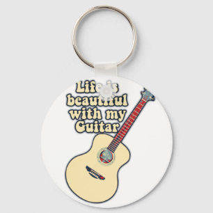 Life is beautiful with my guitar. positive words key ring