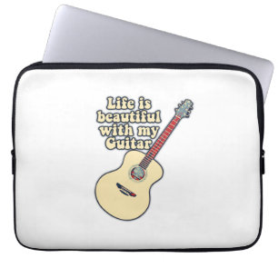 Life is beautiful with my guitar. positive words laptop sleeve