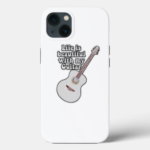 Life is beautiful with my guitar. vintage colourfu iPhone 13 case