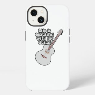 Life is beautiful with my guitar. vintage colourfu iPhone 13 case