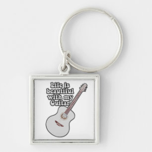 Life is beautiful with my guitar. vintage colourfu key ring