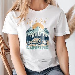 "Life is Best When You Are Camping" Retro Mountain T-Shirt
