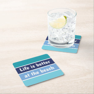 Life Is Bette At The Beach Square Paper Coaster