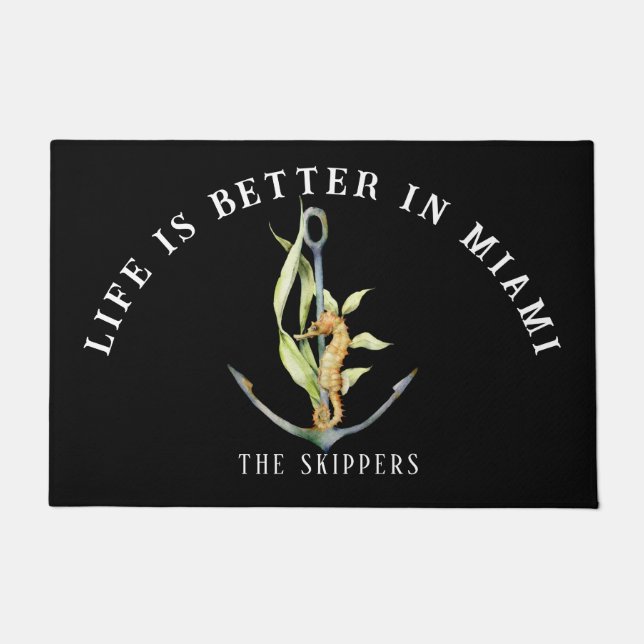 Life is Better, ANCHOR & SEAHORSE Doormat (Front)
