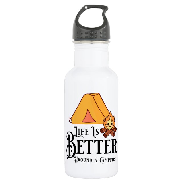 Life is Better around a Campfire 532 Ml Water Bottle (Front)