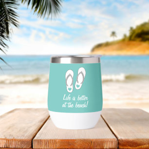 Life is better at beach cute heart flip flops