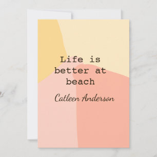 Life is better at beach yellow orange boho rustic  invitation