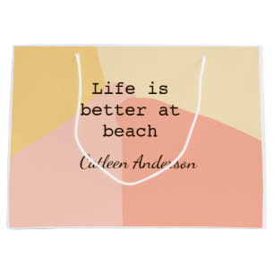 Life is better at beach yellow orange boho rustic large gift bag