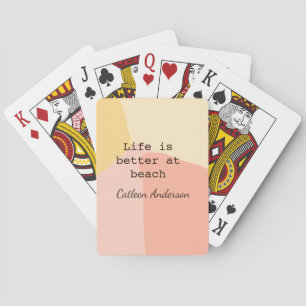 Life is better at beach yellow orange boho rustic  playing cards