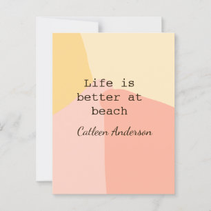 Life is better at beach yellow orange boho rustic postcard