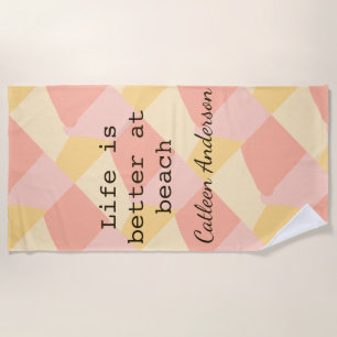 Life is better at beach yellow orange boho rustic towel