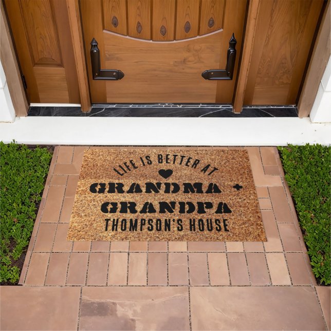 Life Is Better At Grandma and Grandpa's House Cute Doormat (Outdoor)