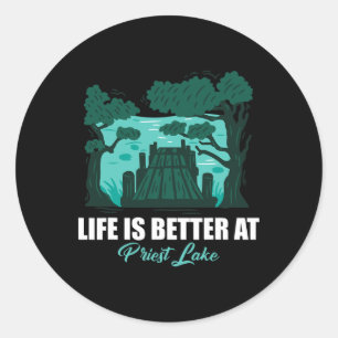 Life Is Better At Priest Lake Kayaking And Pontoon Classic Round Sticker