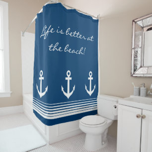 Life is better at the beach anchor shower curtains