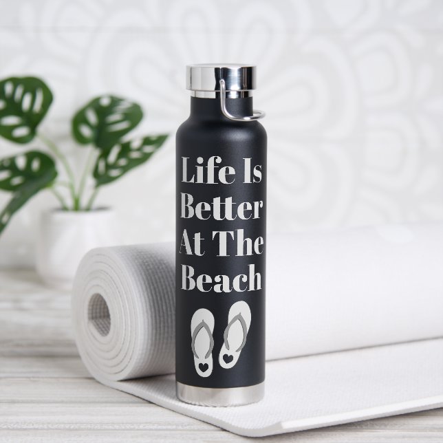 Life is better at the beach custom insulated water bottle (Yoga)