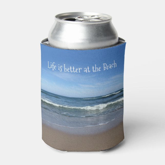Life is better at the Beach (customisable) Can Cooler (Can Front)