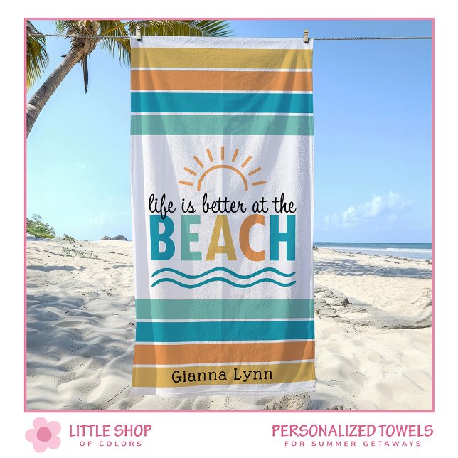 Life is Better at the Beach Customisable Towel (Creator Uploaded)