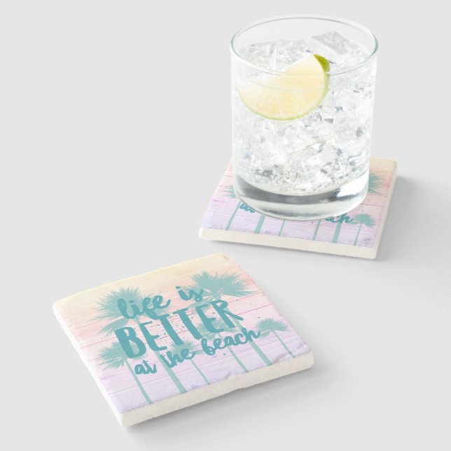 Life is Better at the Beach House Stone Coaster (Side)