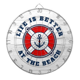 Life is better at the beach nautical anchor buoy dartboard