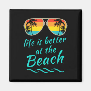 Life Is Better At The Beach Retro Palm Trees Summe Magnet