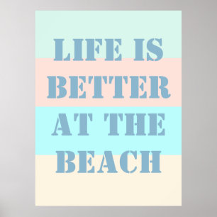 Life is Better at the Beach Retro Poster