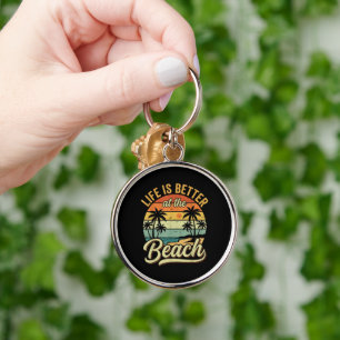 Life is Better At The Beach Retro Summer Vacation Key Ring