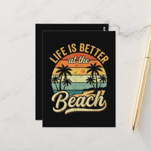Life is Better At The Beach Retro Summer Vacation Postcard