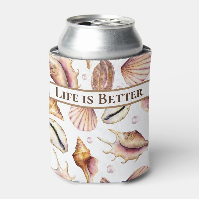 Life is Better at the Beach / Sea Shells Can Cooler (Can Front)