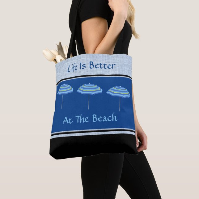 Life Is Better At The Beach Umbrella  2 Styles Tote Bag (Close Up)