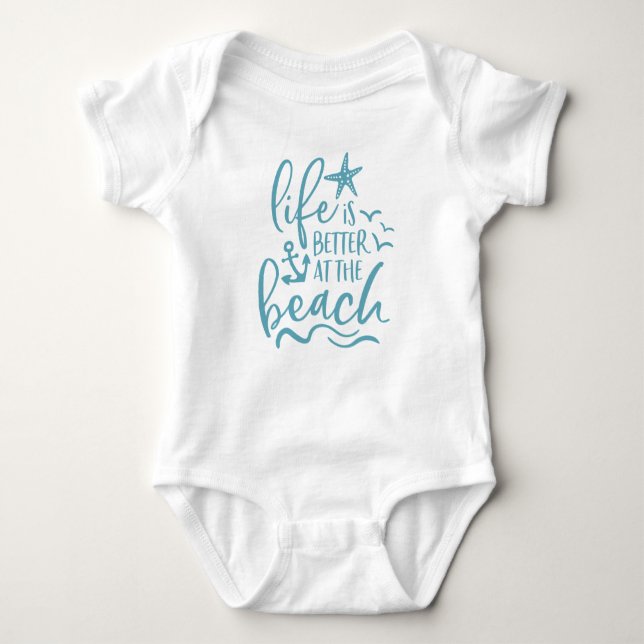 Life Is Better At The Beach Waves Anchor Baby Bodysuit (Front)