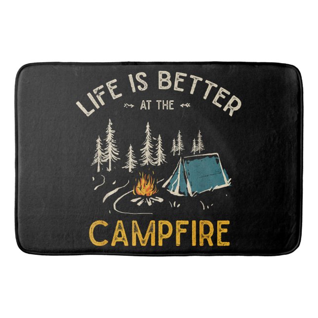 Life Is Better At The Campfire Funny Camper Bath Mat (Front)