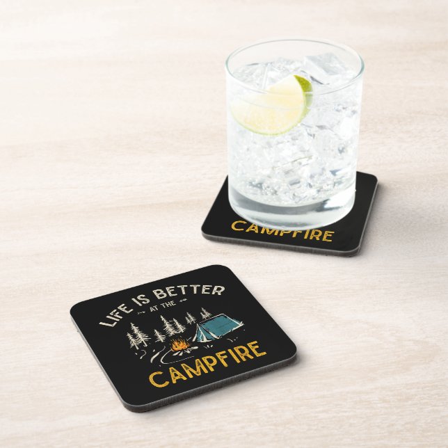 Life Is Better At The Campfire Funny Camper Coaster (Right Side)