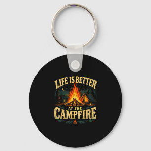 Life is better at the campfire funny rv camper key ring