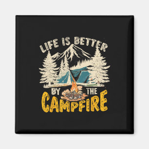 Life Is Better At The Campfire Vintage Camping Magnet