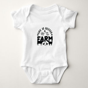 Life is Better At the Farm (chicken, cow, goat)  Baby Bodysuit