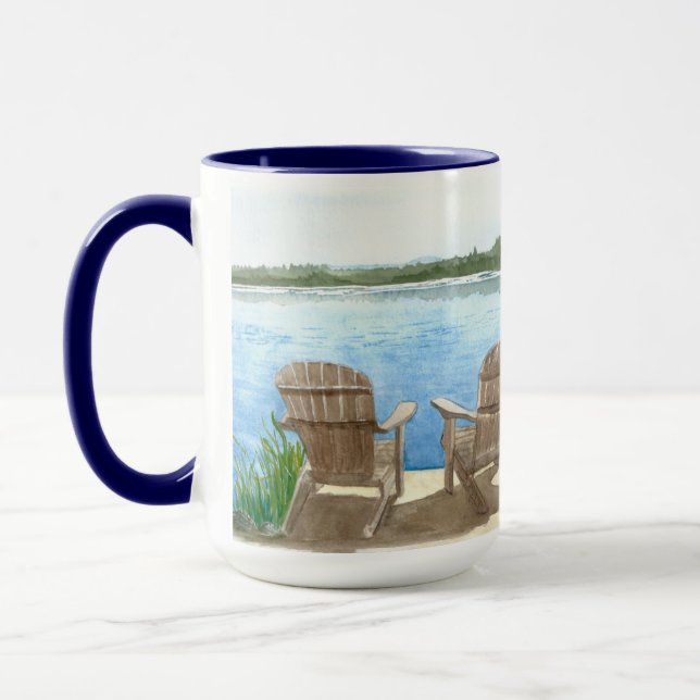 Life is Better at the Lake, Adirondack chairs,  Mug (Left)