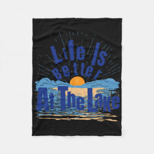 Life Is Better At The Lake Bum Fishing Boating Gif Fleece Blanket