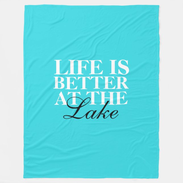 "Life Is Better At The Lake" Fleece Blanket, Large Blanket (Front)