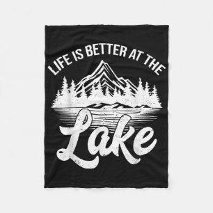 Life Is Better At The Lake Funny Fishing Boat Outd Fleece Blanket