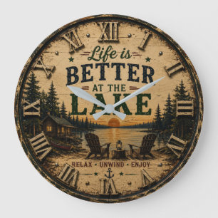 Life Is Better at the Lake House Large Clock