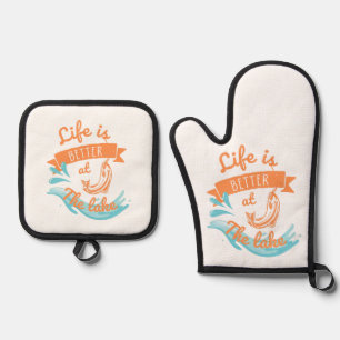 life is better at the lake oven mitt & pot holder set