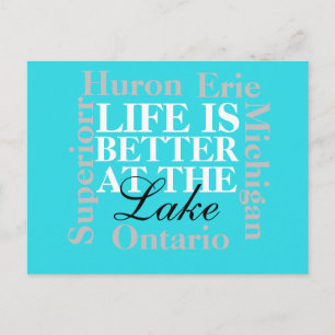 Life is better at the lake postcard