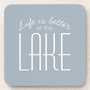 Life is Better at the Lake Quote Chic Decorative Coaster