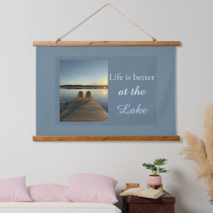 Life Is Better at the Lake Relaxing Coastal Hanging Tapestry