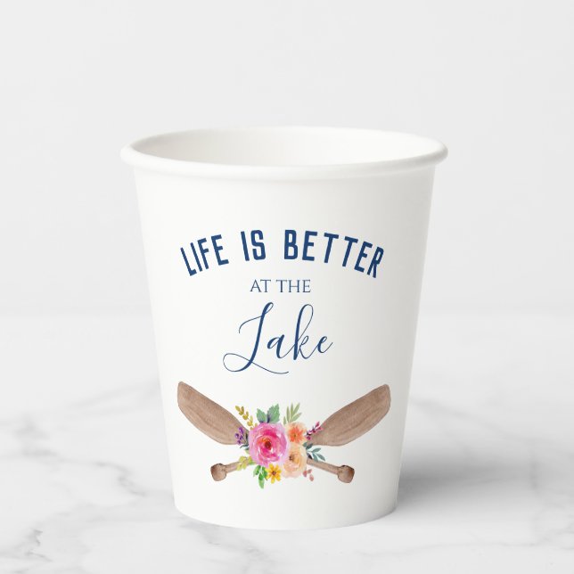 Life Is Better At The Lake Rustic Chic Paper Cups (Front)